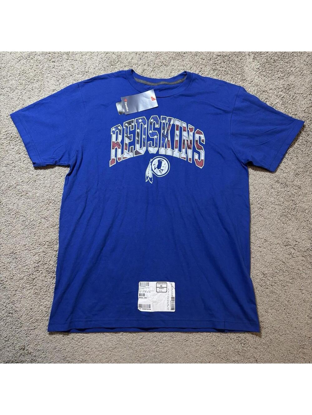 NWT Fanatics Washington Redskins Shirt Mens Large L Blue American Flag Football